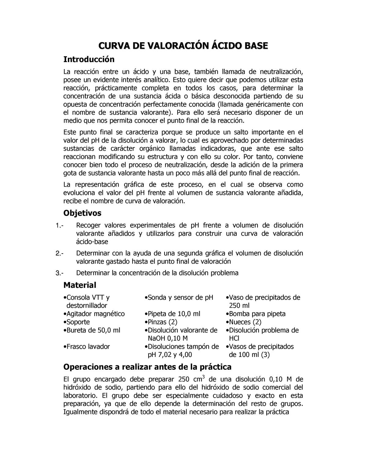 Curva De Valoracion Acido Base Curva De ValoraciÓn Ácido Base Introducción La Reacción Entre 
