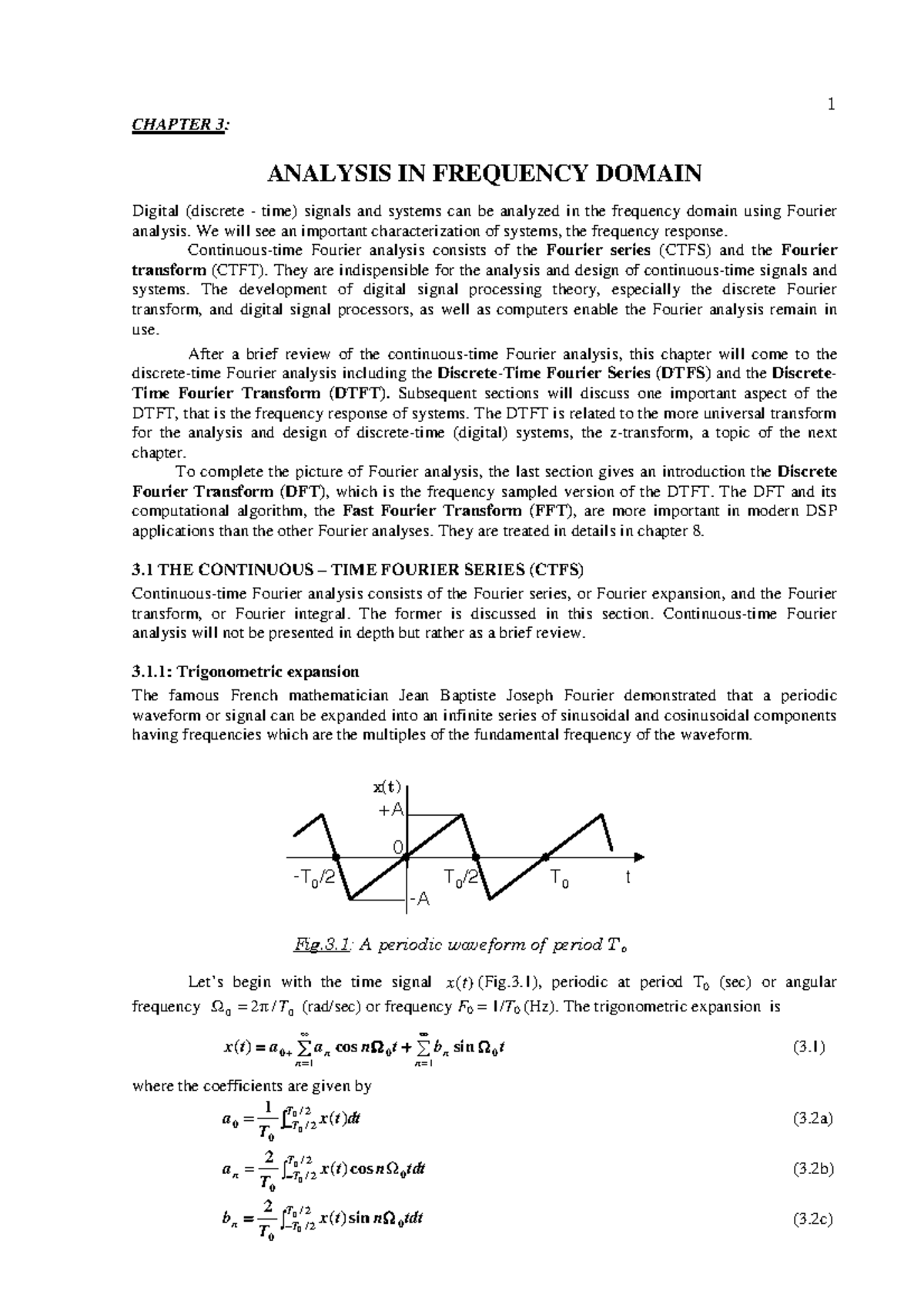 Chapter 3 - dsp - ####### v(t) ####### 0 ####### t ####### +A ...