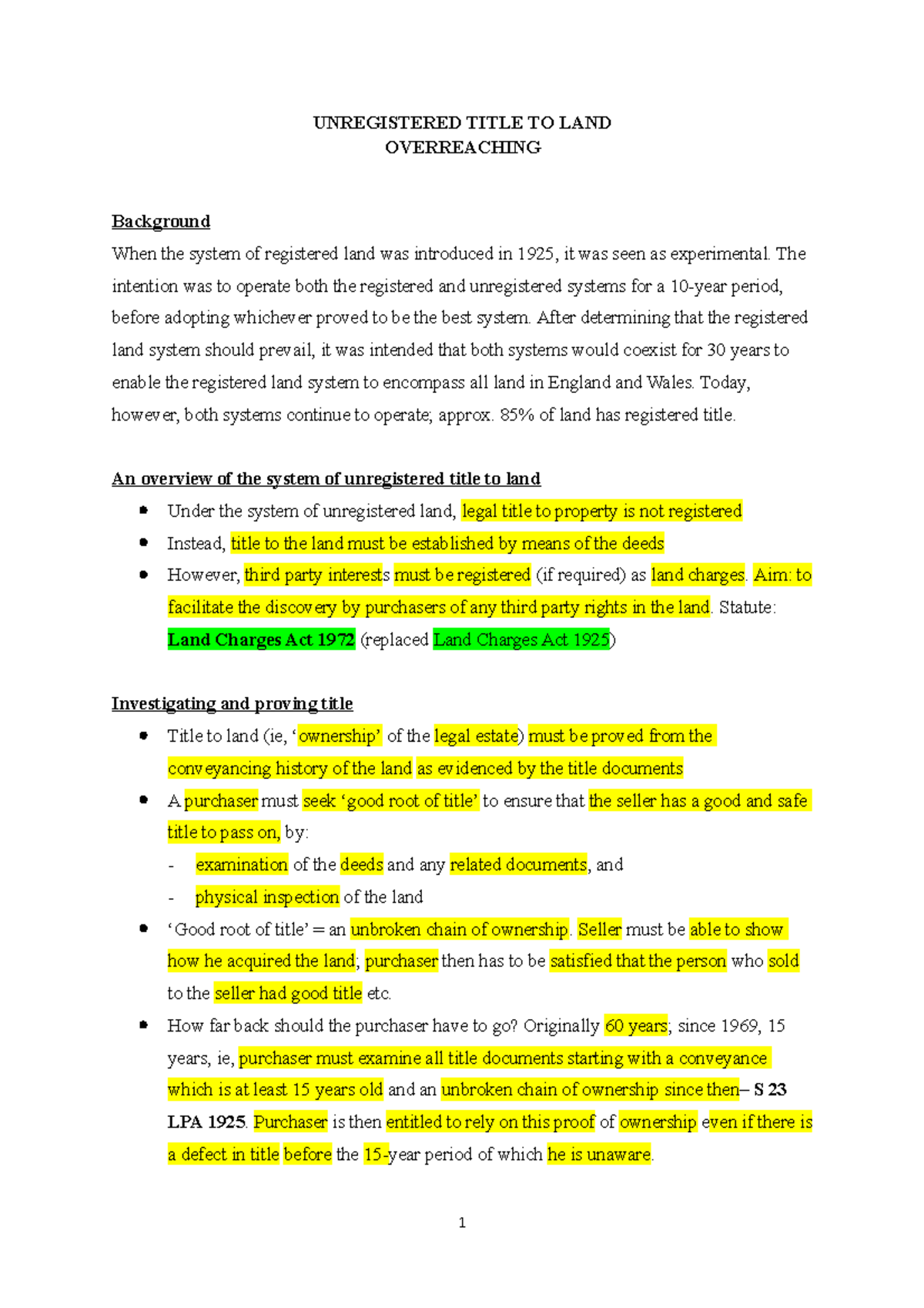 overreaching land law essay