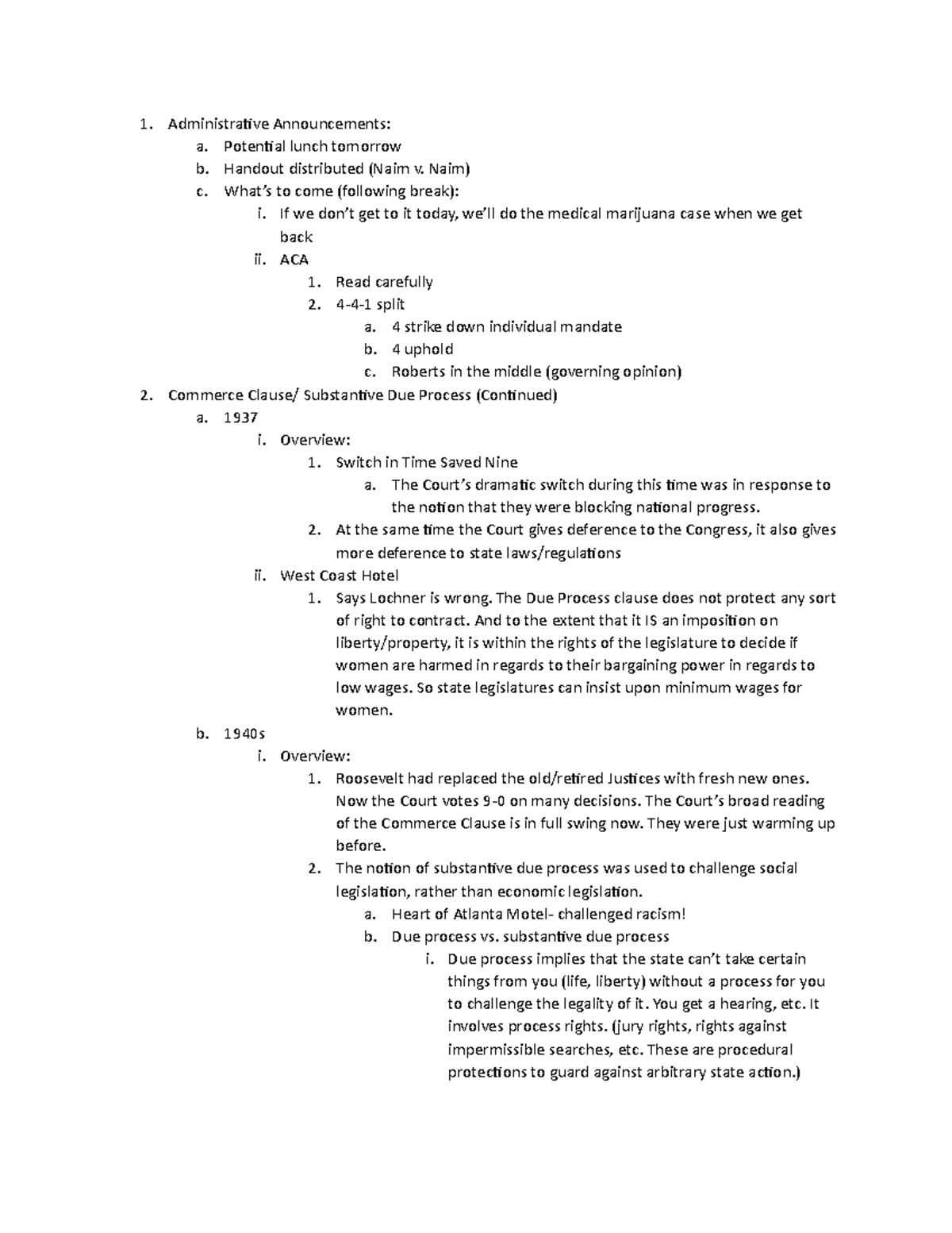 3.8 Class Notes - Administrative Announcements: a. Potential lunch ...