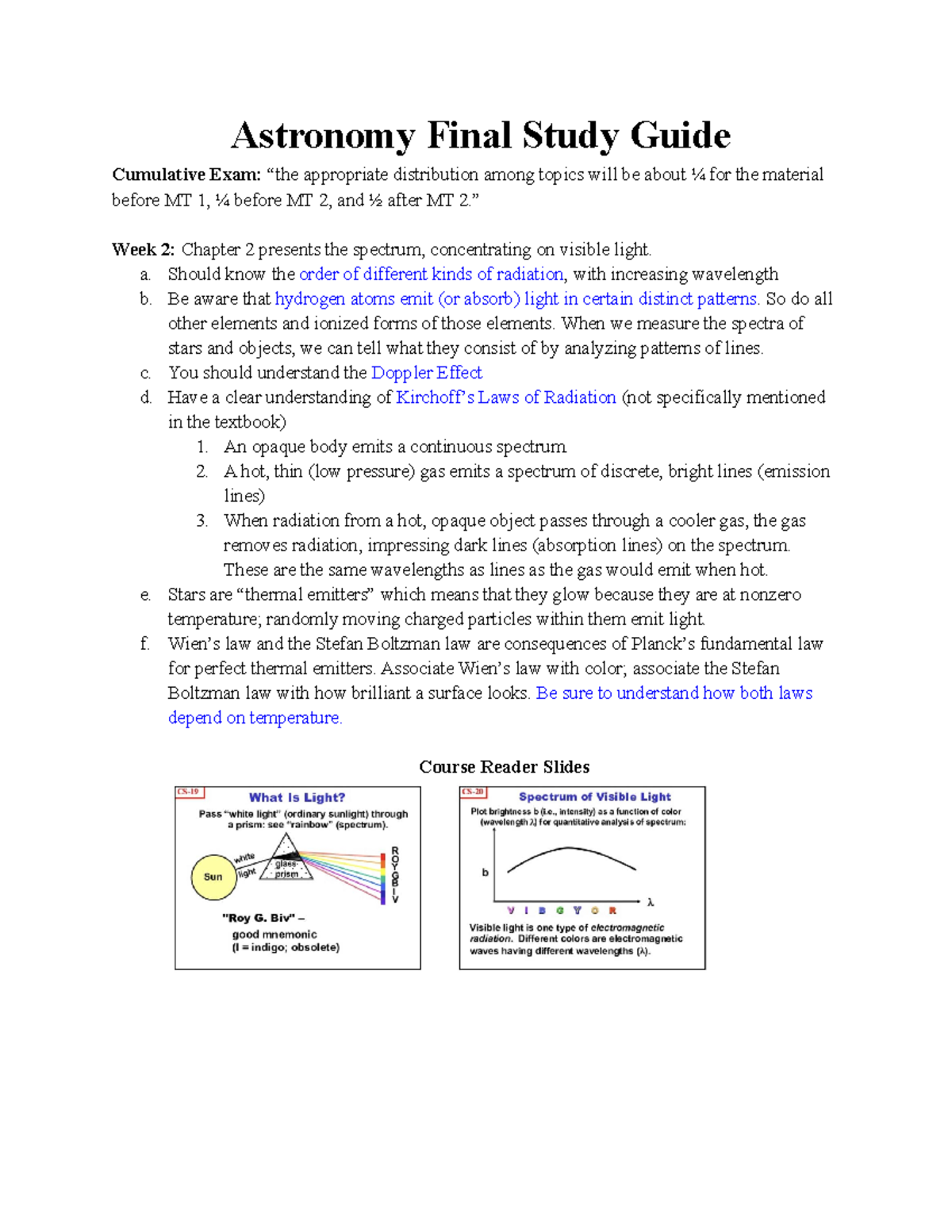 Astro C10 Final Study Guide - Astronomy Final Study Guide Cumulative ...