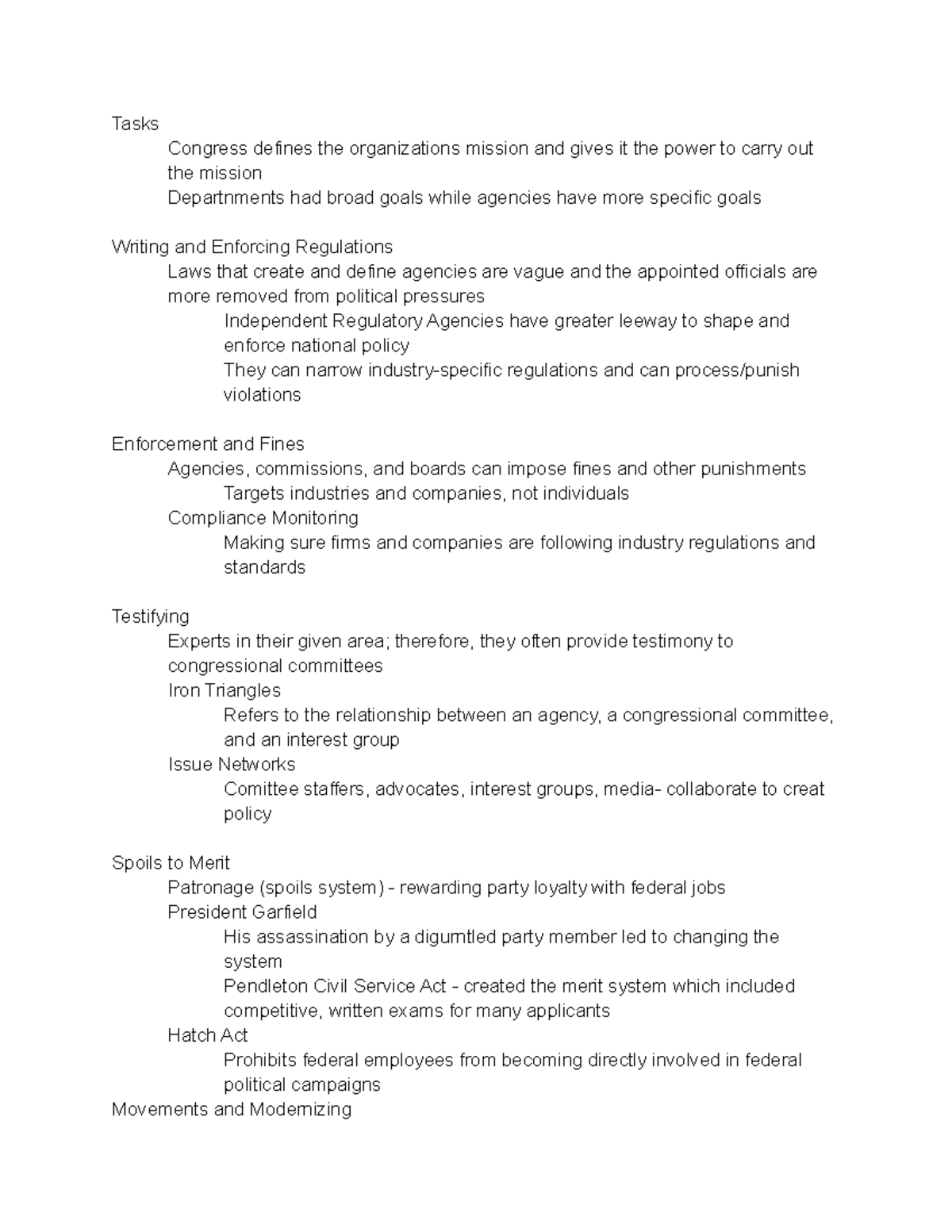 Tasks - Notes are taken from class. - Tasks Congress defines the ...