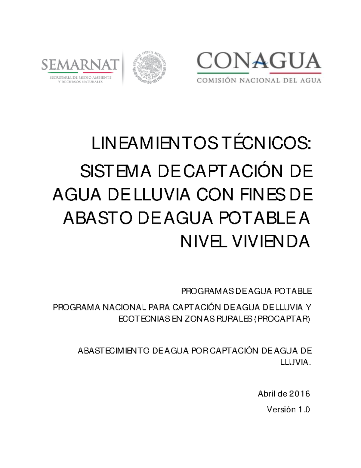 Lineamientos Captaci N Pluvial - LINEAMIENTOS TÉCNICOS: SISTEMA DE ...