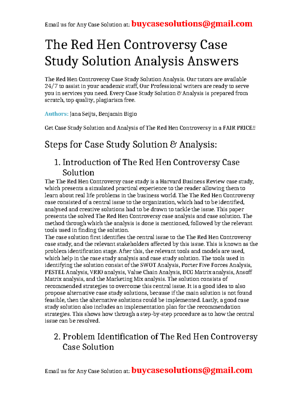 Case Solution The Red Hen Controversy The Red Hen Controversy Case(02)