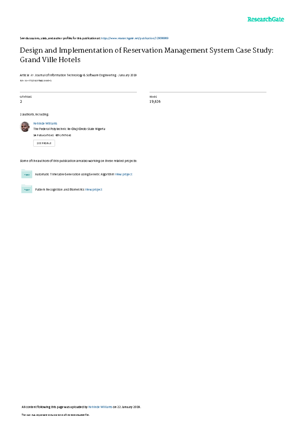 Design and implementation of reservation management system case study ...