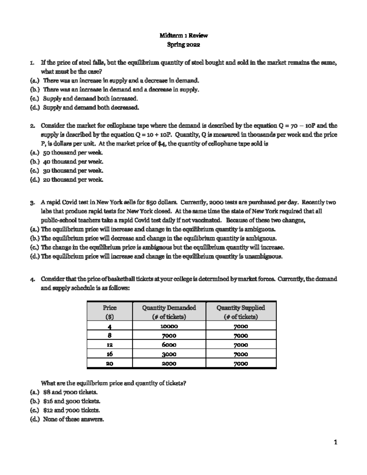 Spring 2022 Midterm 1 review Questions - Midterm 1 Review Spring 2022 1 ...