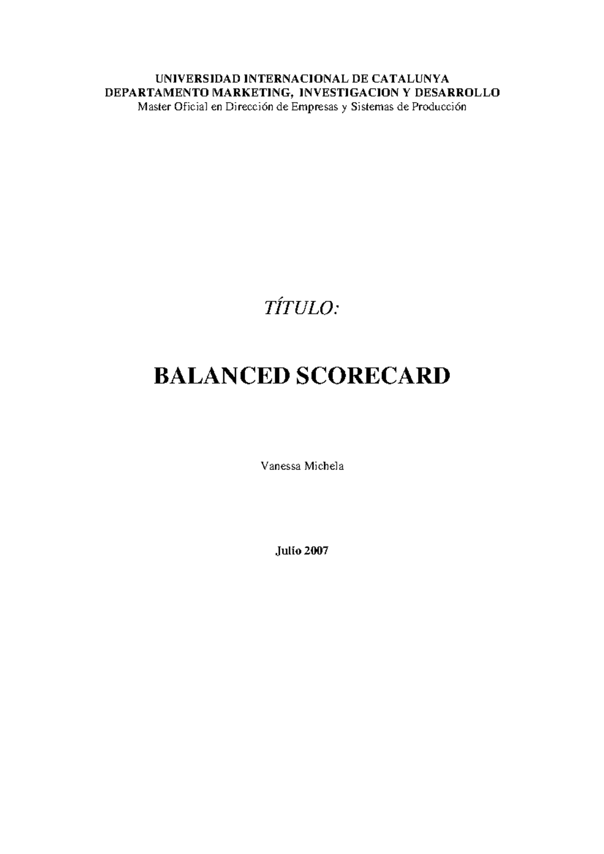 Balanced Scorecard - Seguridad informatica - UNIVERSIDAD INTERNACIONAL ...