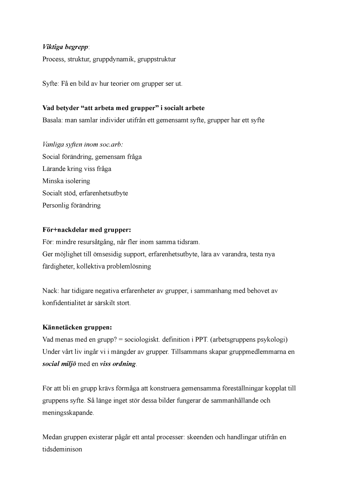 Socialt Arbete Med Grupper 19 9 (inspelad) - Viktiga Begrepp : Process ...