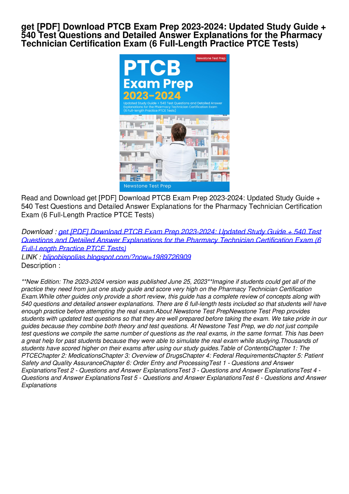 get [PDF] Download PTCB Exam Prep 20232024 Updated Study Guide + 540