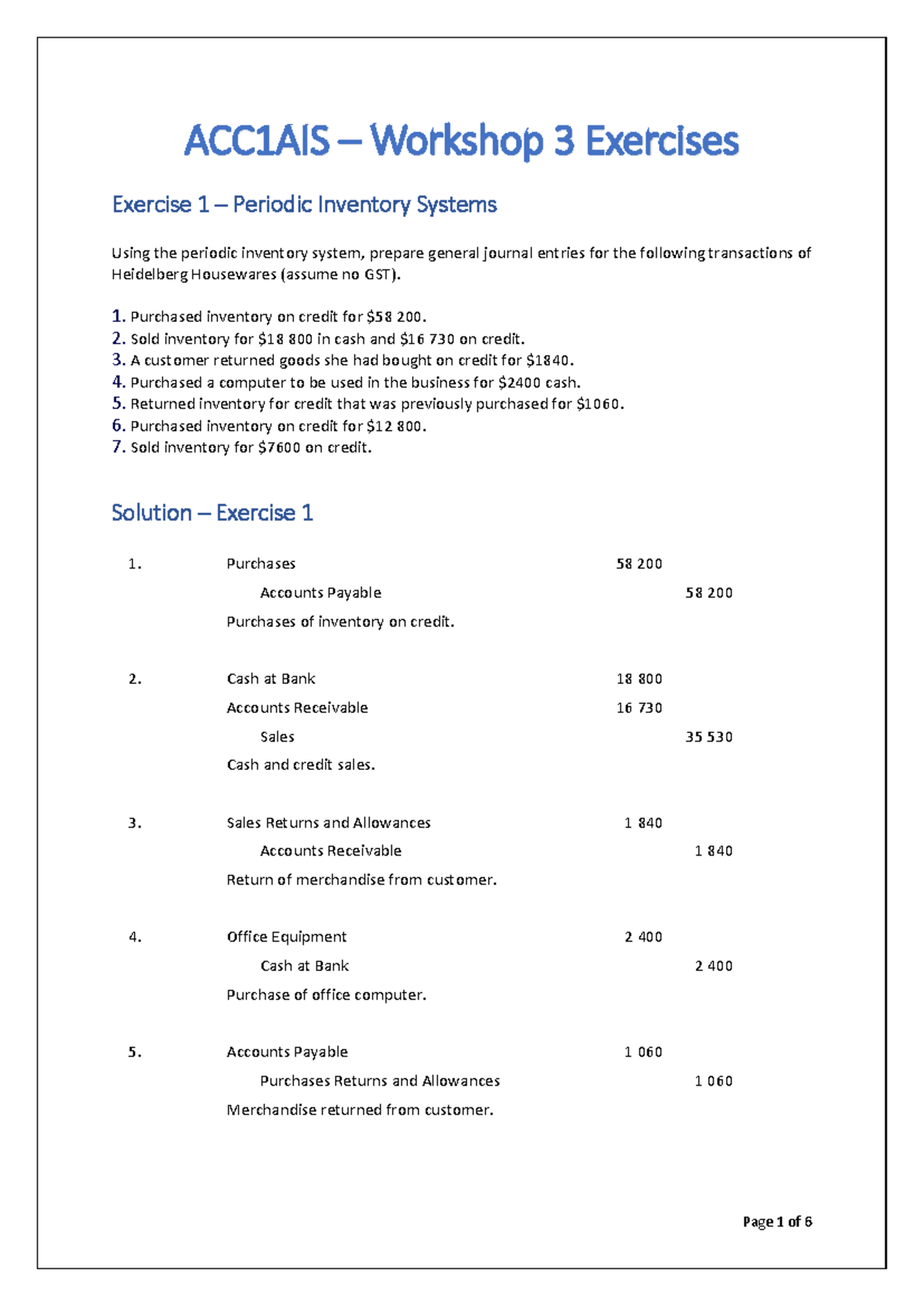 ACC1AIS - Solution - Workshop 3 Exercises - Warning: TT: undefined ...