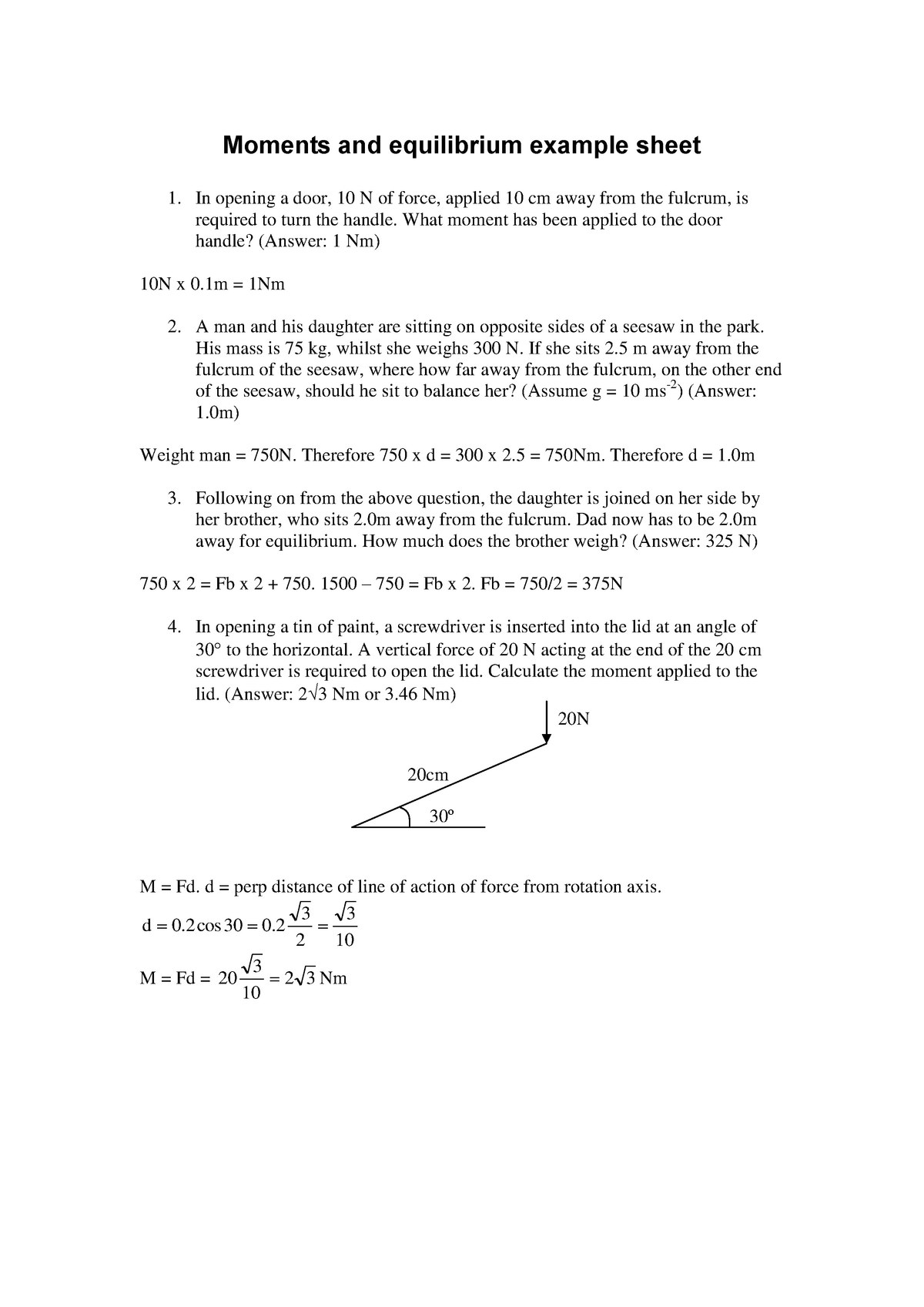 Biomechanics Moment Answers Studocu