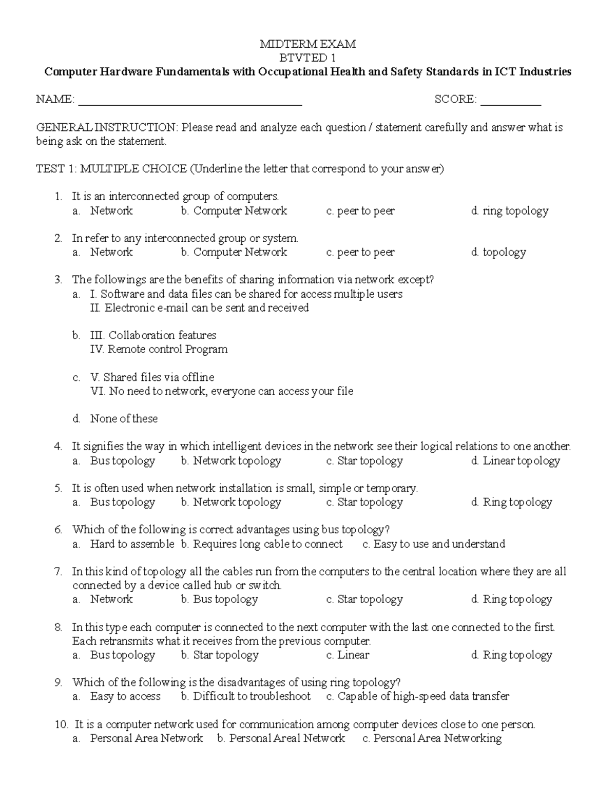 Computer Hardware Fundamentals w/ Occupational Health and Safety