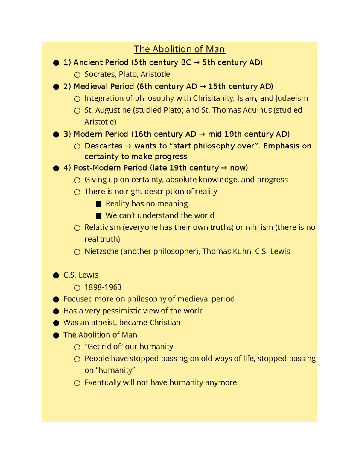 The Abolition of Man Lecture notes from Philosophical Perspectives