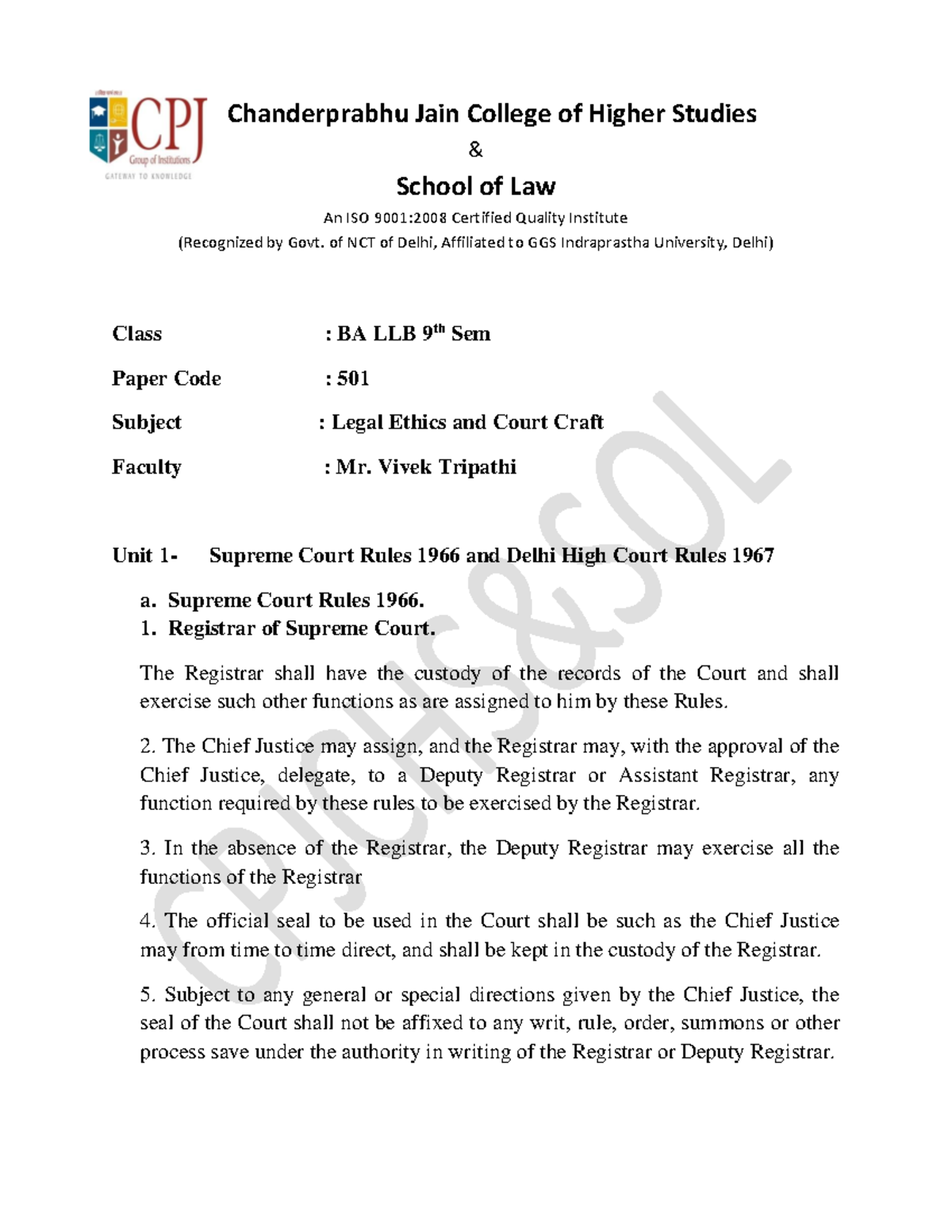 ENotes Legal Ethics LLB 501 BBA LLB IPU Studocu