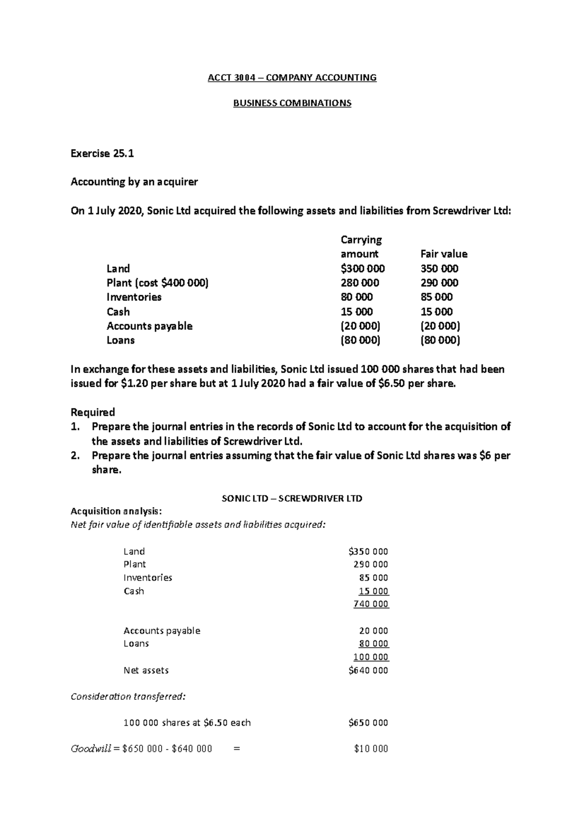 Topic 1 Business Combinations notes from Academia - ACCT 3004 – COMPANY ...
