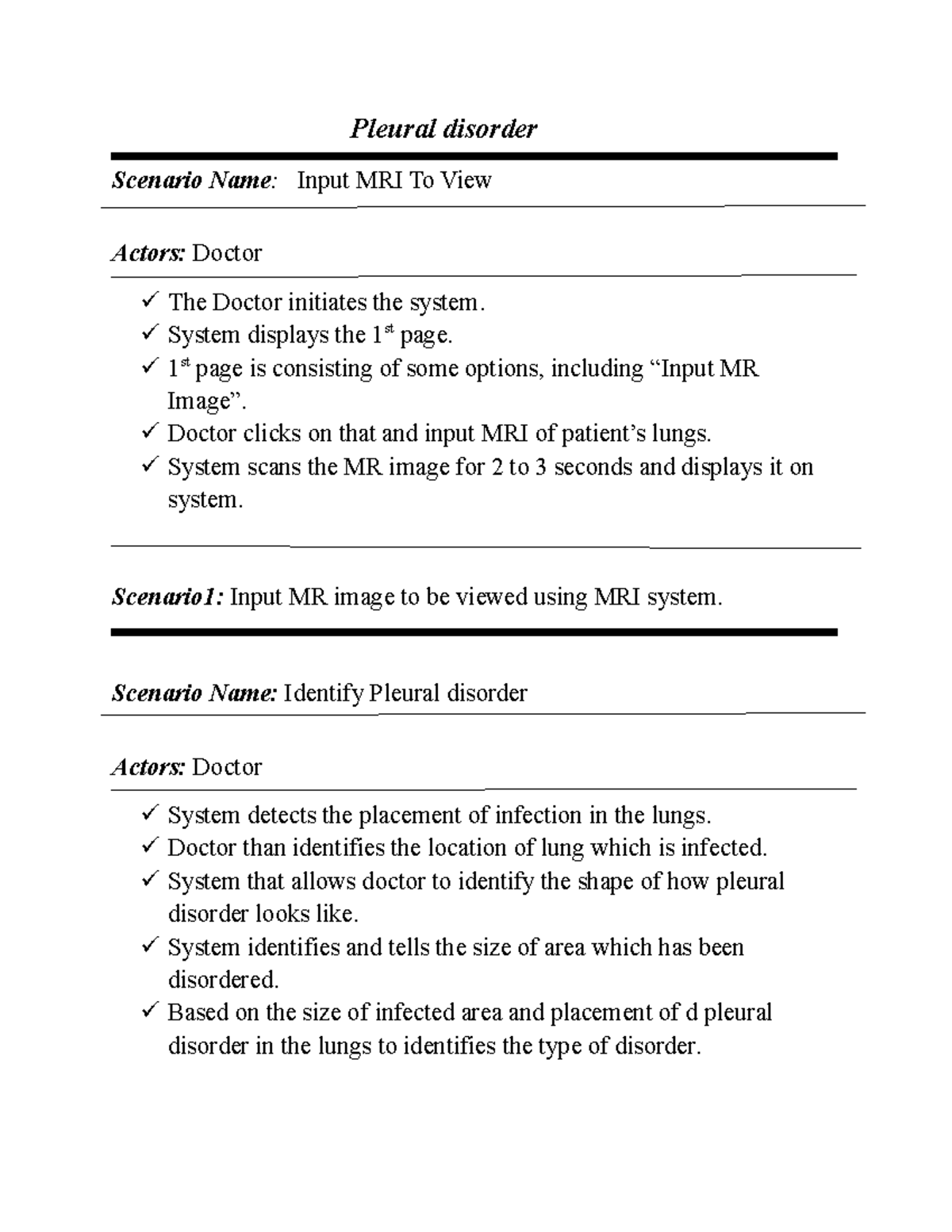 Scenarios of SRE - notes - Pleural disorder Scenario Name : Input MRI ...