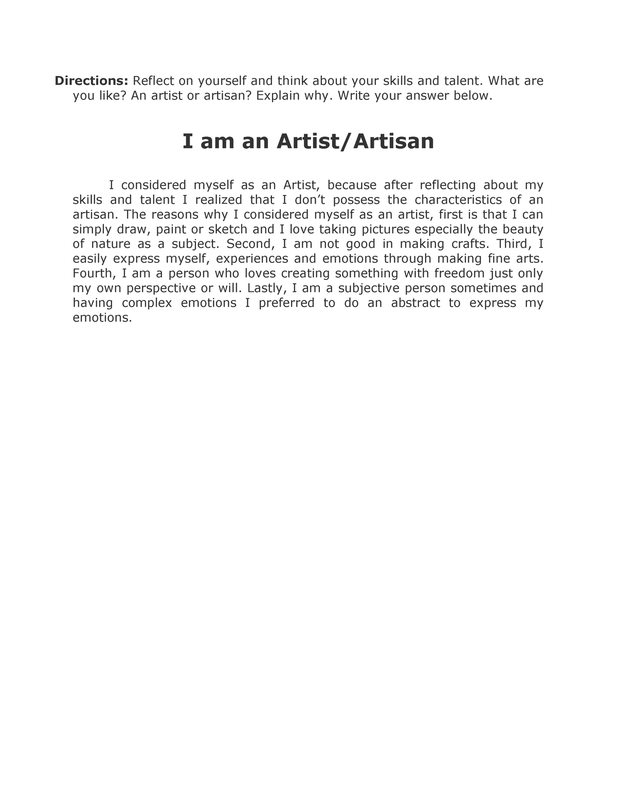 art appreciation essay topic