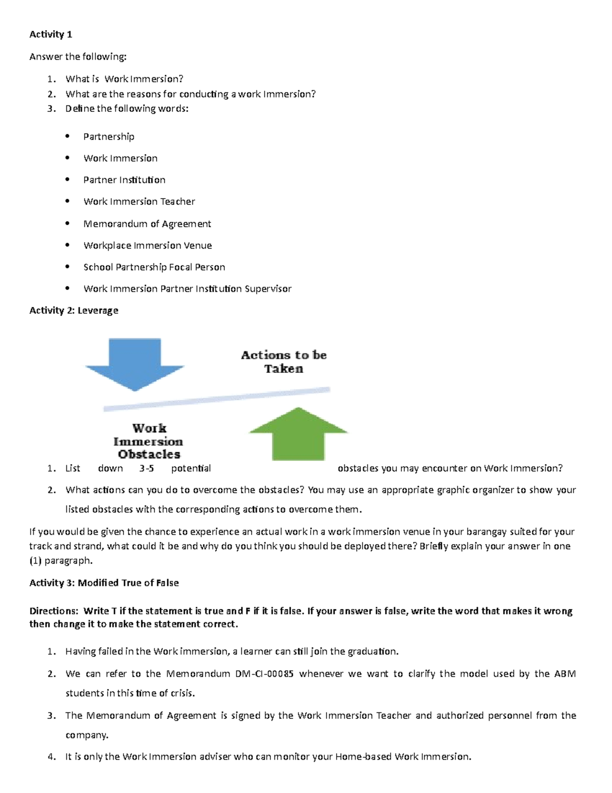 Module 1 Activities 2023 - Activity 1 Answer The Following: 1. What Is ...