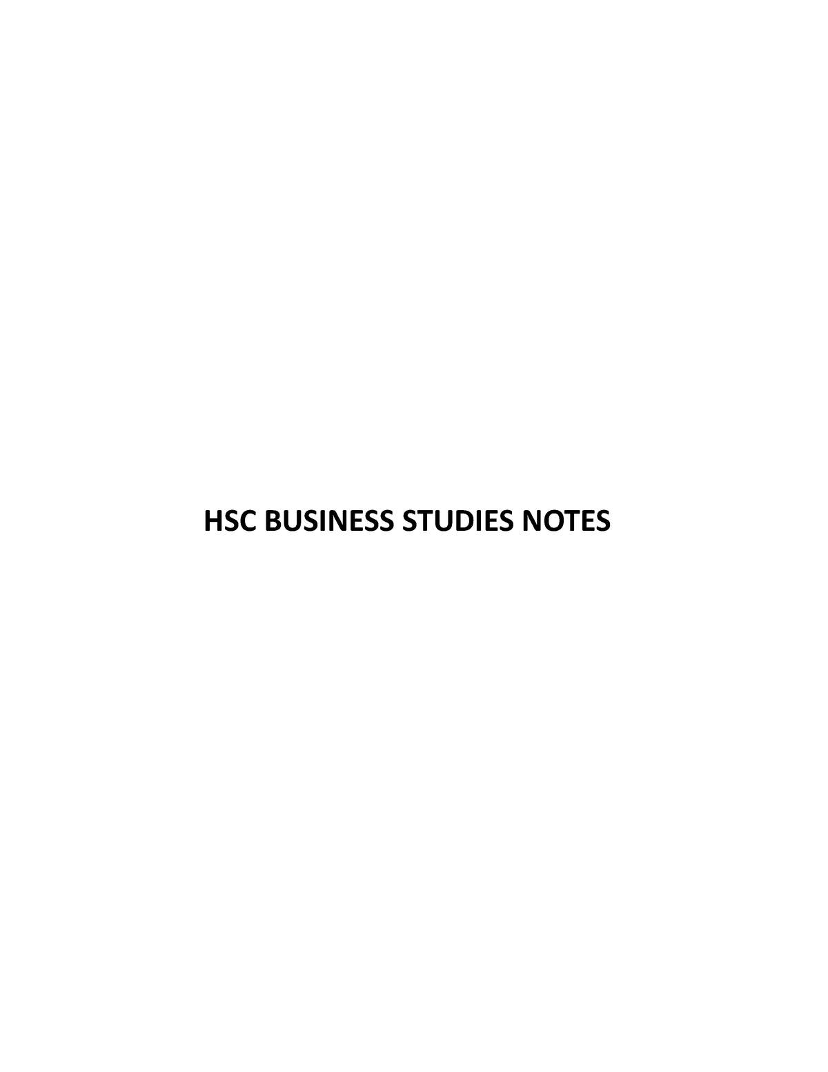 HSC Business Studies notes HSC BUSINESS STUDIES NOTES CORE 1