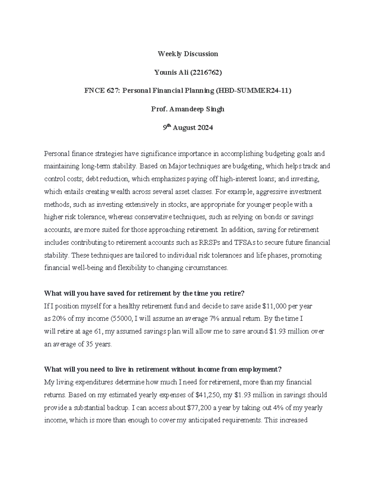 Weekly Discussion - this a most important assignment give by professor ...