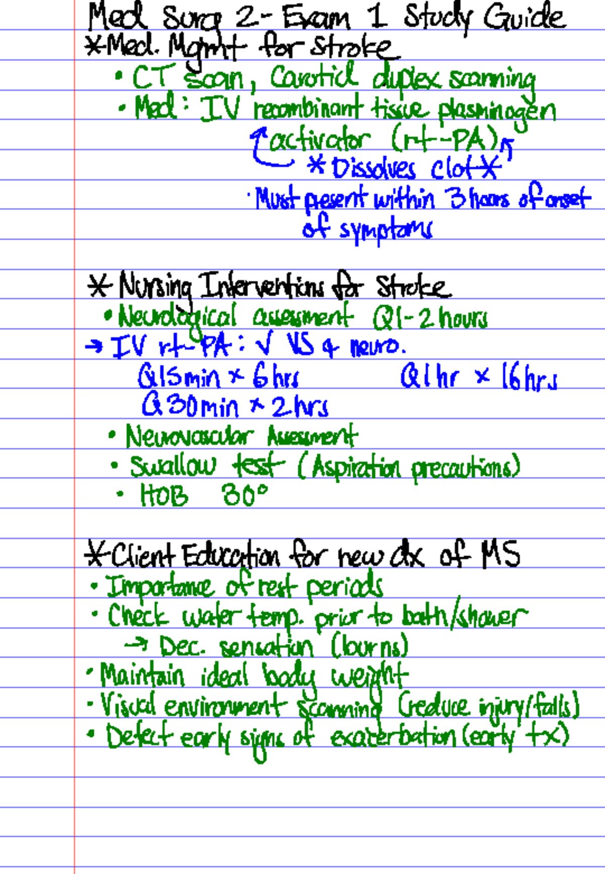 Med Surg 2 SG Exam 1 - Study guide. - NUR 425 - Arizona College - Studocu