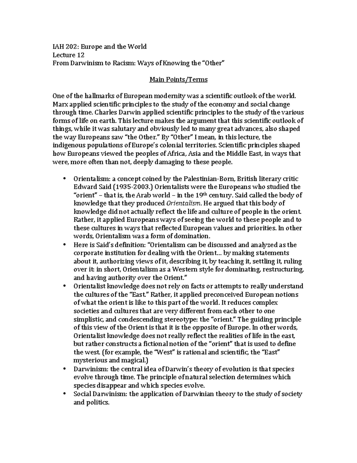 Lecture+12 - Lecture notes 12 - IAH 202: Europe and the World Lecture ...