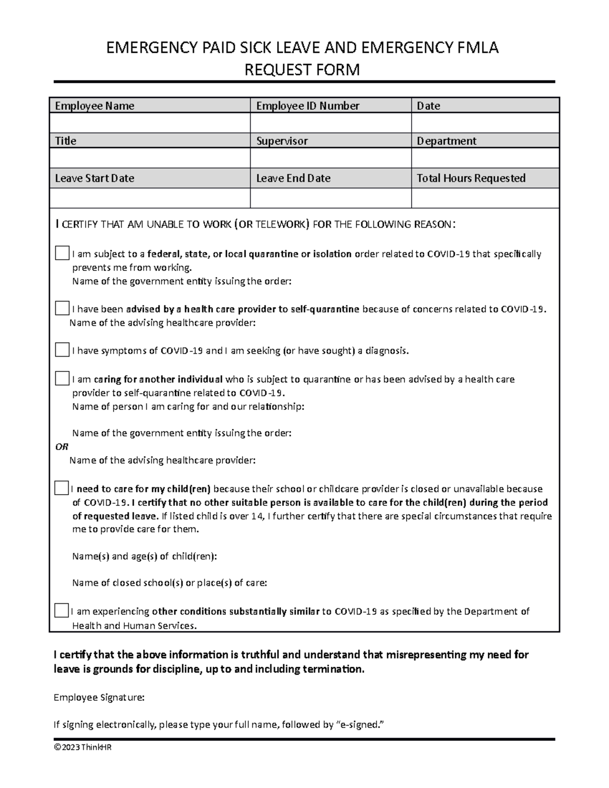 Ffcra leave request form covid 19 (1) - EMERGENCY PAID SICK LEAVE AND ...