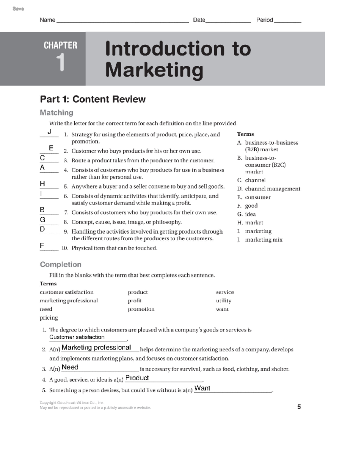 Chapter+1+Workbook - Chapter 1 Introduction to Marketing Name ...