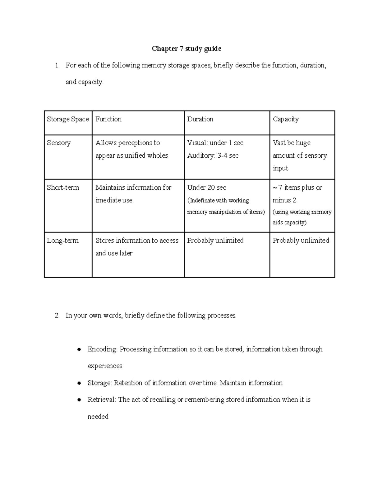 Chapter 7 study guide Chapter 7 study guide For each of the following
