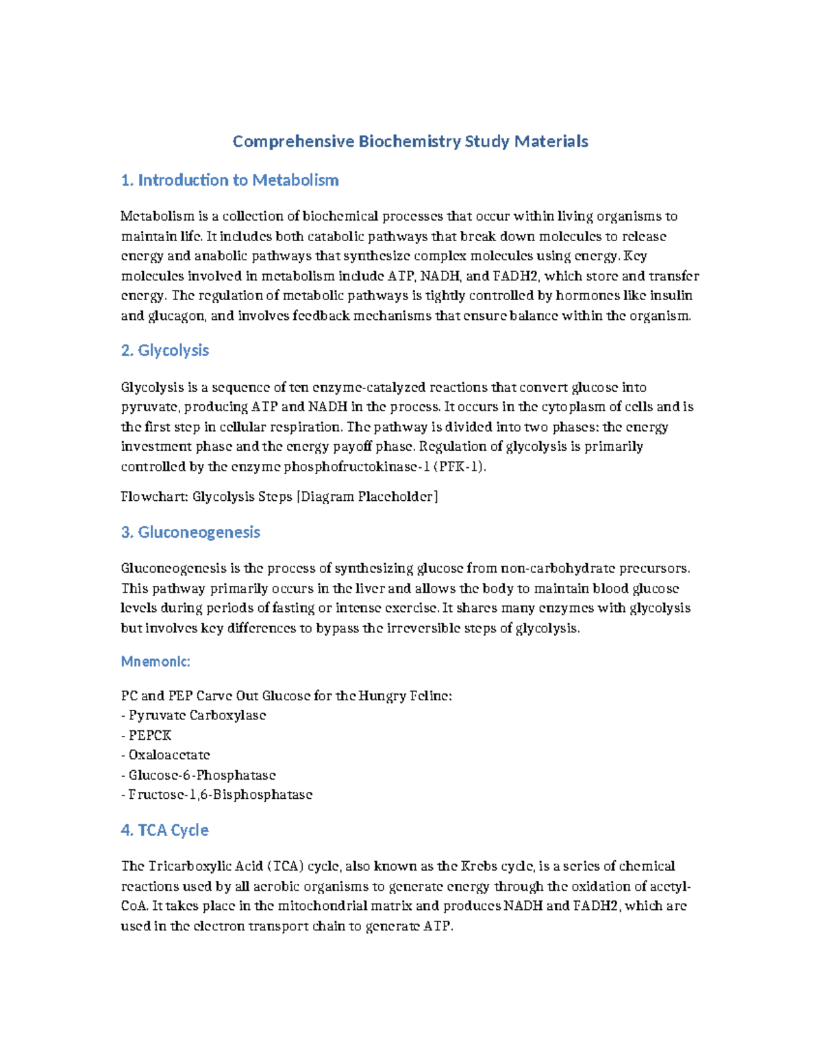 Biochemistry Study Materials - Introduction to Metabolism Metabolism is ...