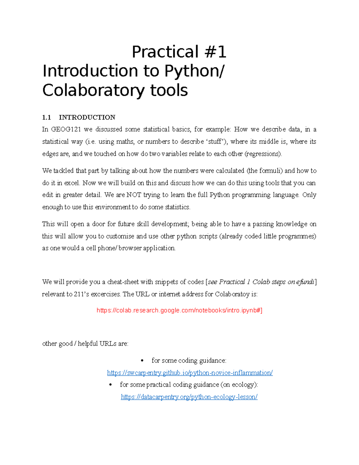 P1 - GEOG211 - Practical Excercise 1 - Intro to Python Colab ...