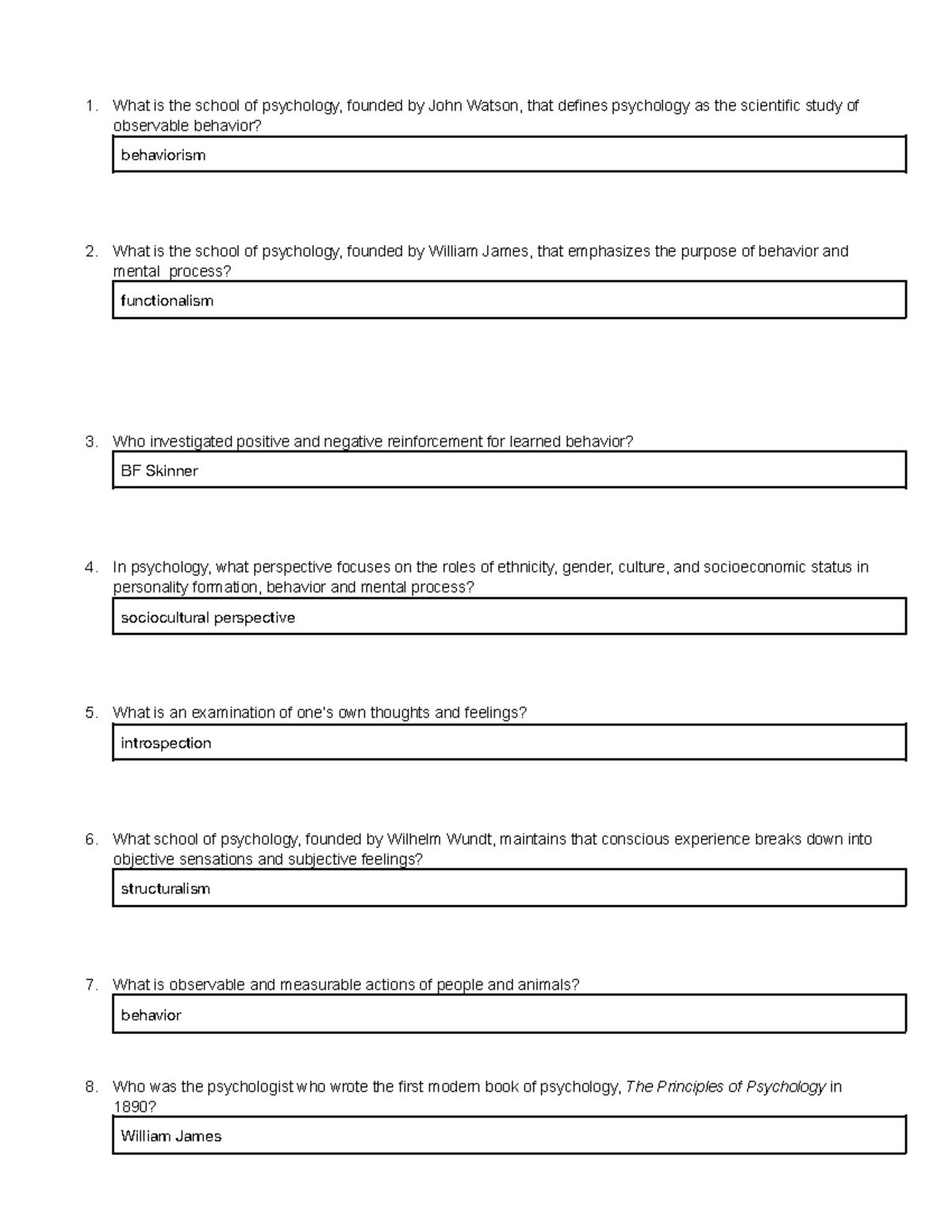 Theories and Theorists Review Worksheet - What is the school of ...