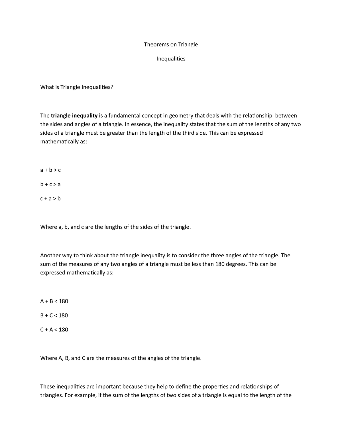 theorems-on-triangle-inequalities-theorems-on-triangleinequalities