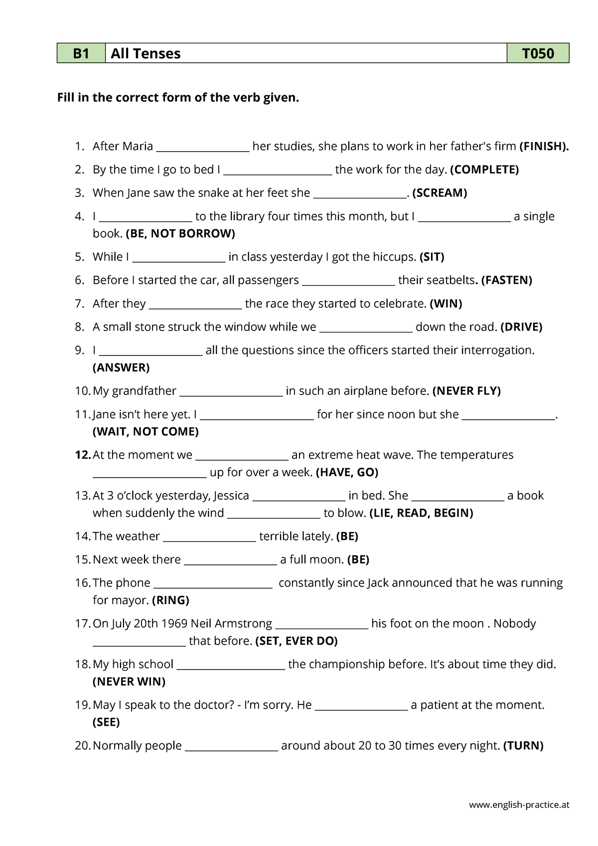 Mixed Tenses 1 - English-practice B1 All Tenses T Fill In The Correct ...