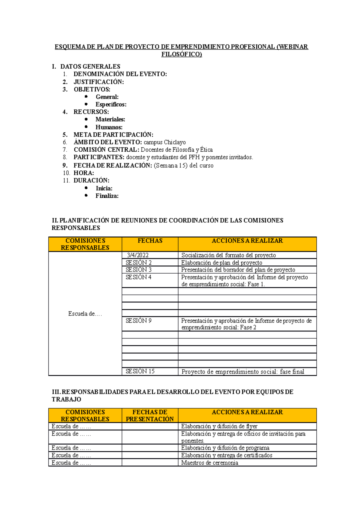 Formato Para Proyecto De Emprendimiento Profesional Esquema De Plan De Proyecto De 4737