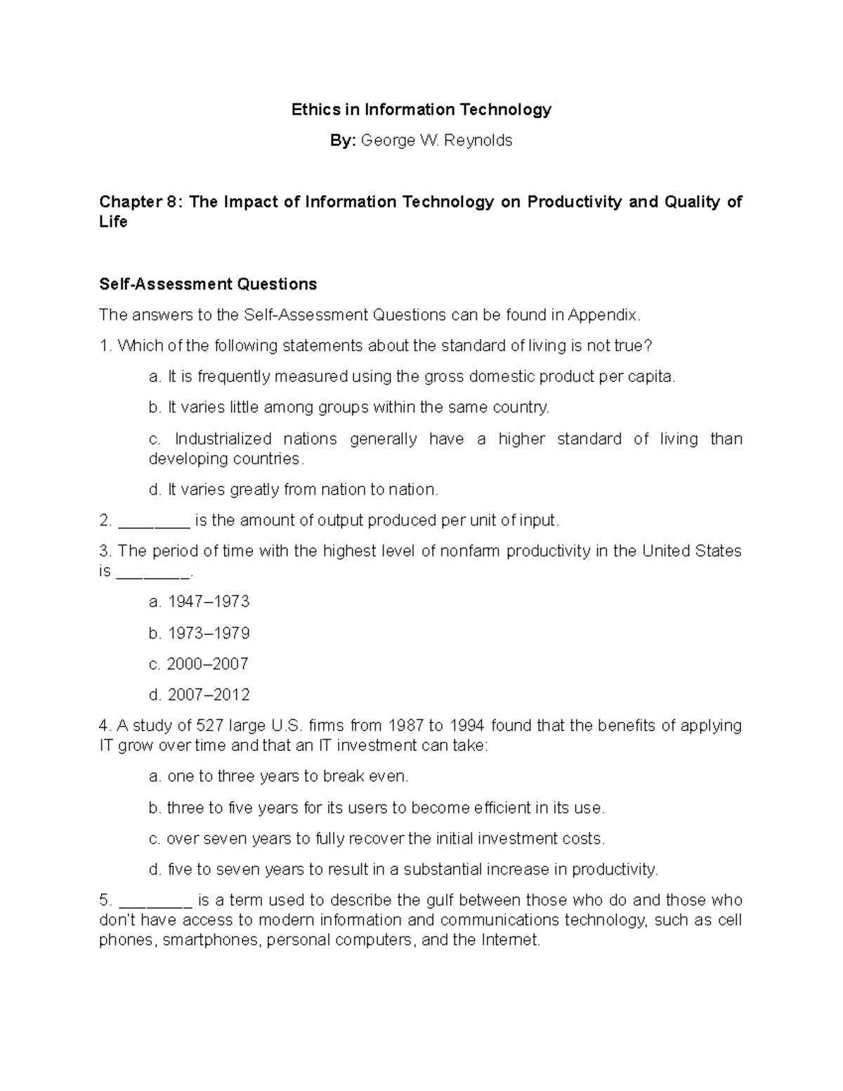 Chapter 8 The Impact of Information Technology on Productivity and ...