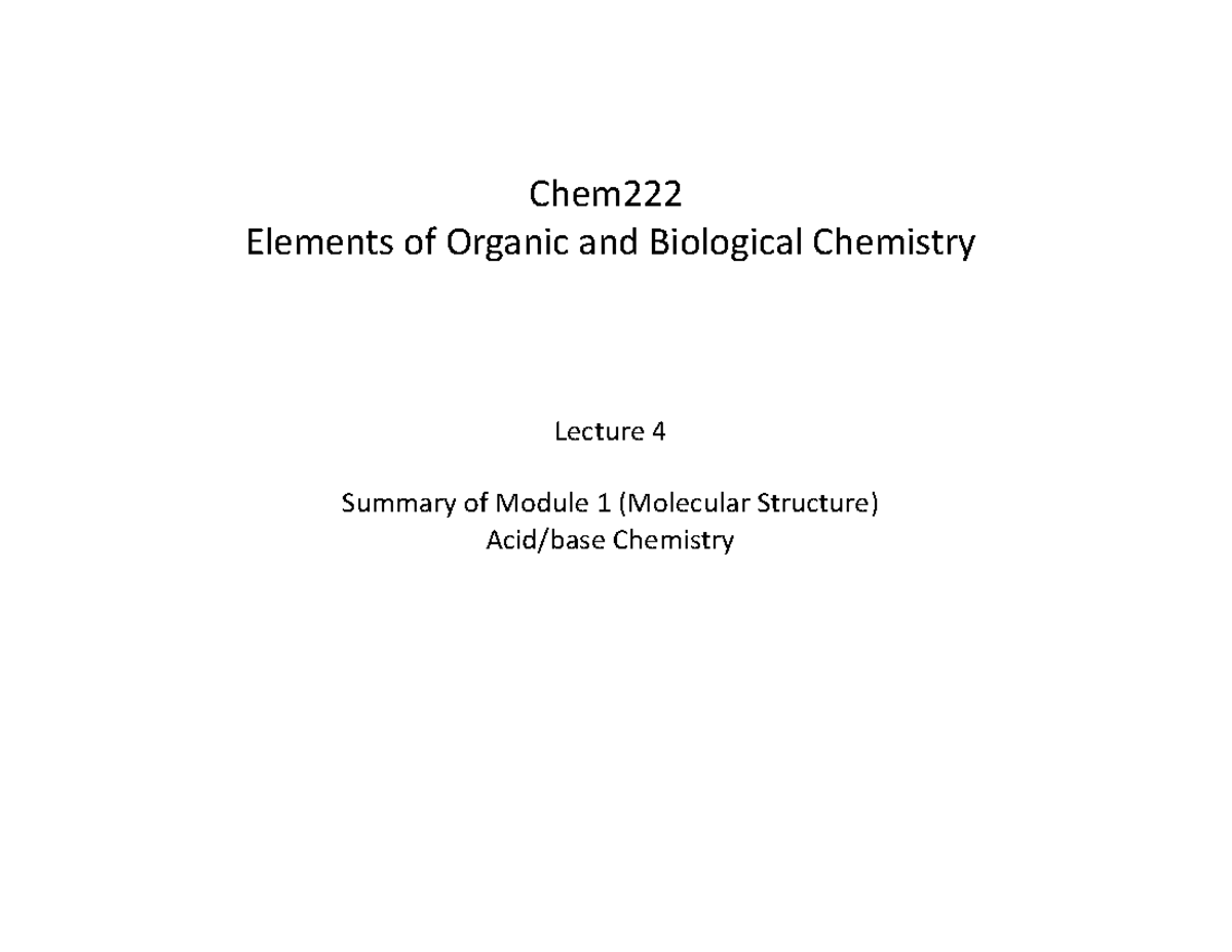 Lecture 4 - Chem Elements of Organic and Biological Chemistry Lecture 4 ...