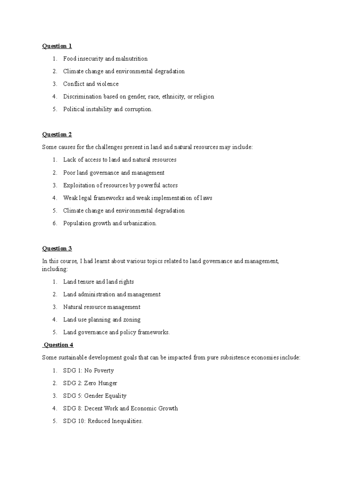 Answer week 8 tutorial - Forum - Question 1 1. Food insecurity and ...