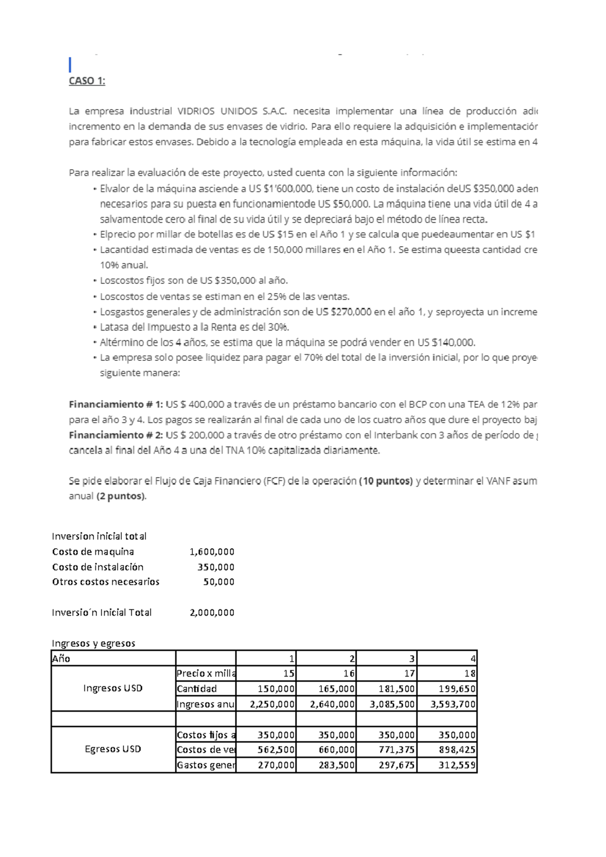 Ejercicio+1 - TA 3 - Inversion inicial total Costo de maquina 1,600 ...