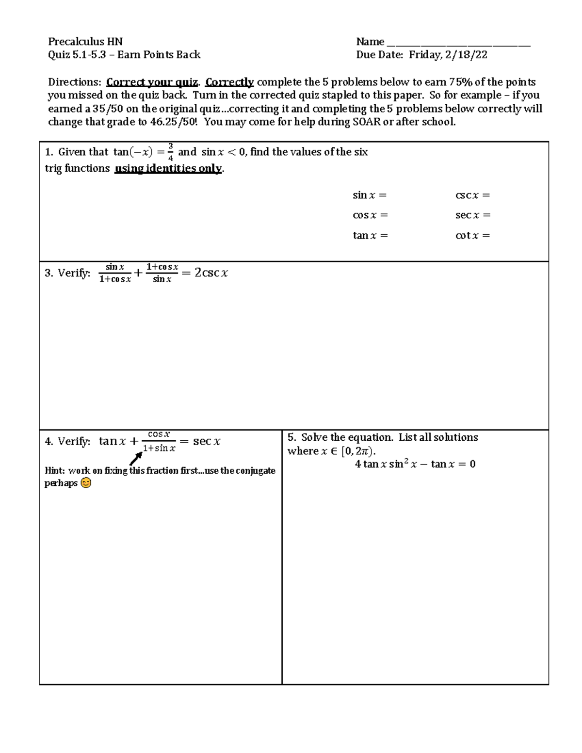 Quiz+5 - Coursework - Precalculus HN Name ...