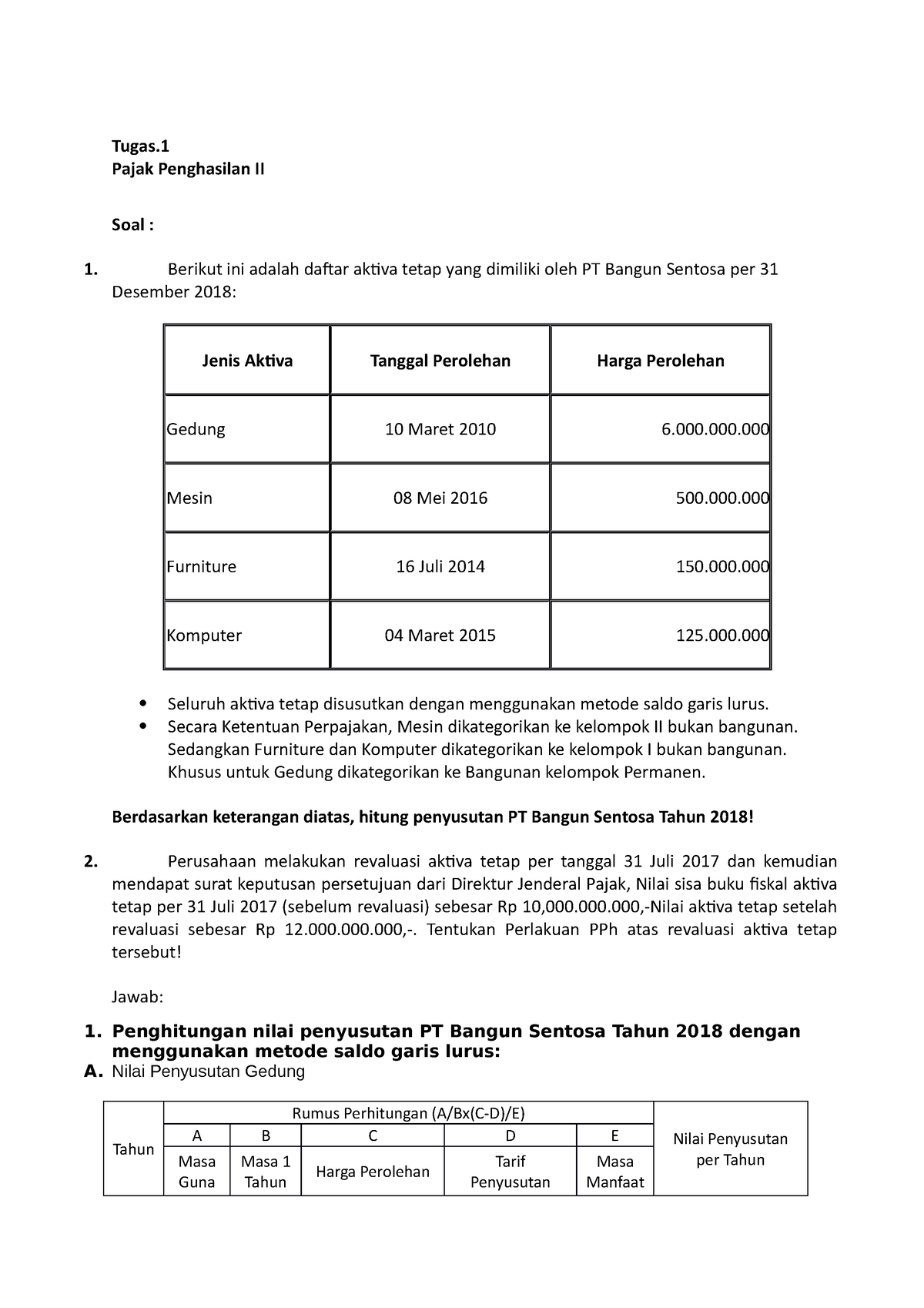 Tugas 1 Pajak Panghasilan II - Tugas. Pajak Penghasilan II Soal : 1 ...