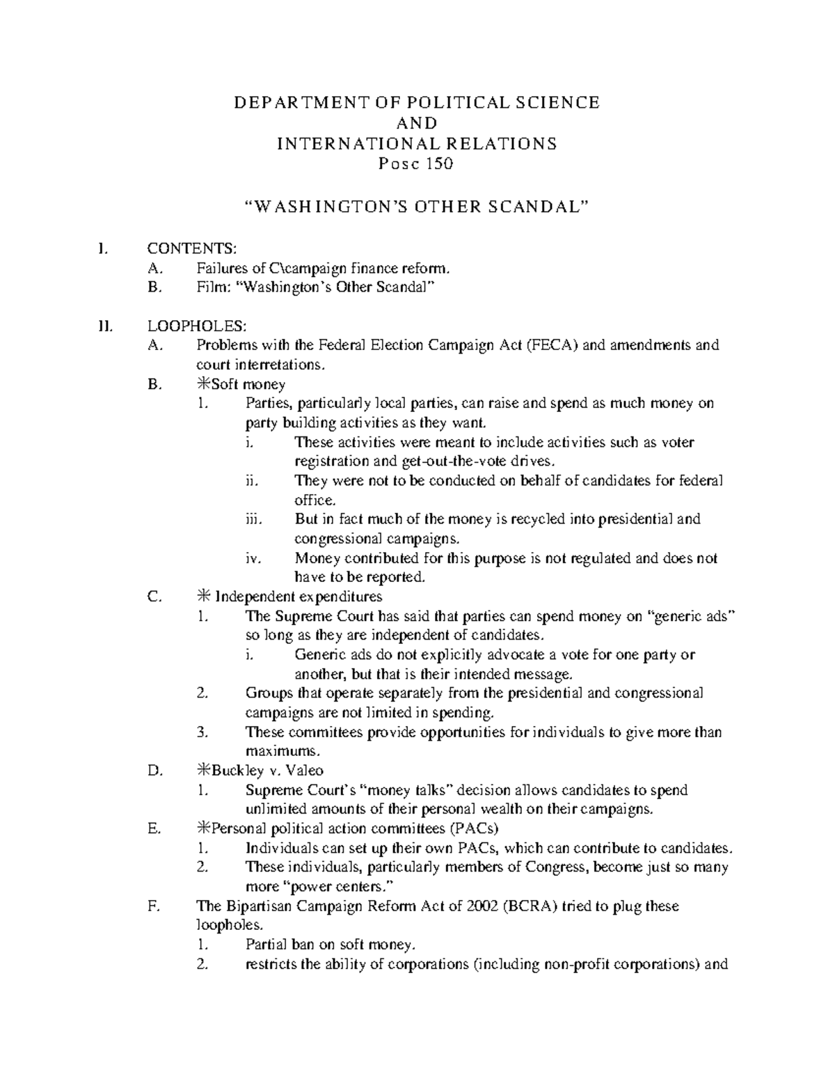 Webclass 17 political science summaries - D EP ARTM EN T OF P OLITICAL ...