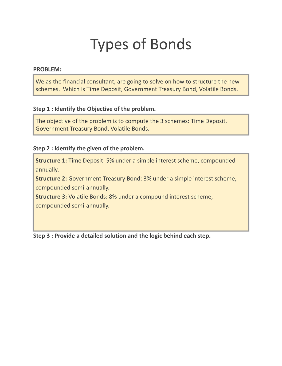 types of bonds assignment