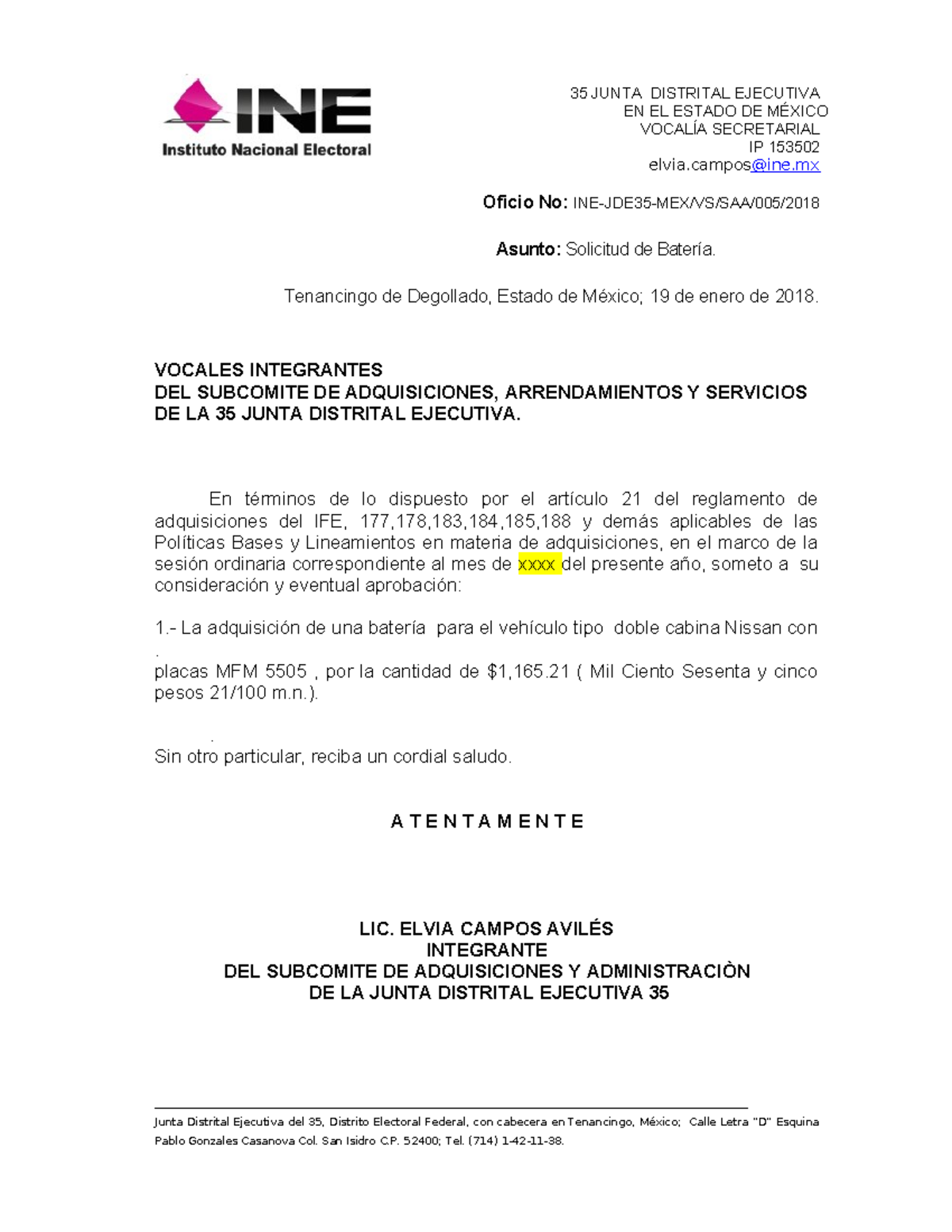 Solicitudes - sin - EN EL ESTADO DE MÉXICO VOCALÍA SECRETARIAL IP