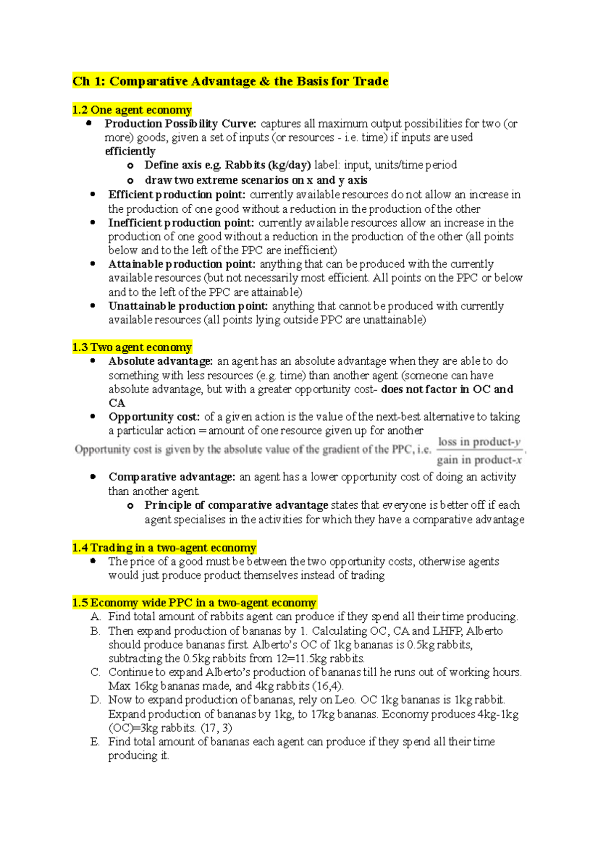 ECON1101 Complete Notes - Ch 1: Comparative Advantage & the Basis for ...
