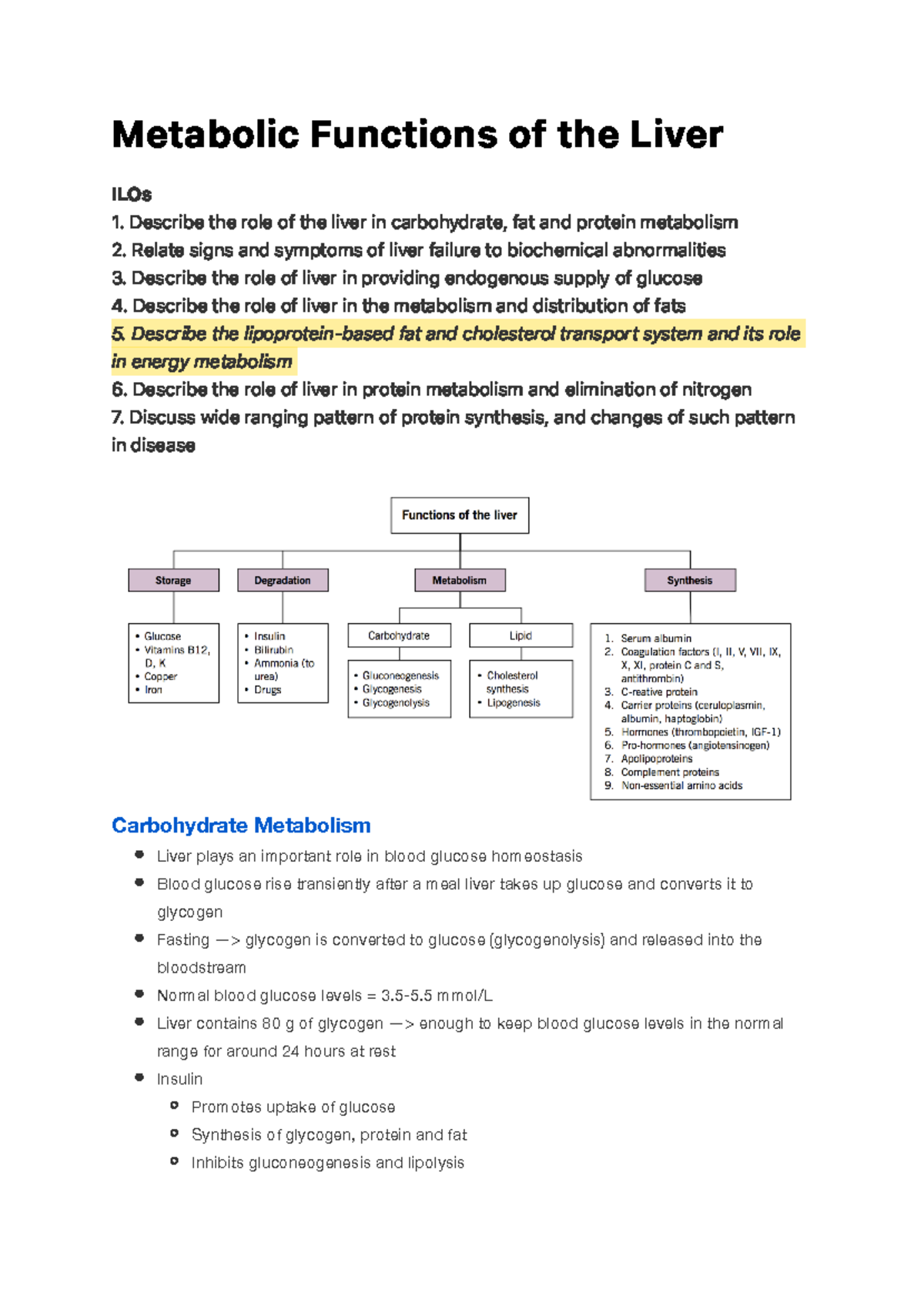 Metabolic Functions of the Liver M e t a b o l i c F u n c t i o n s