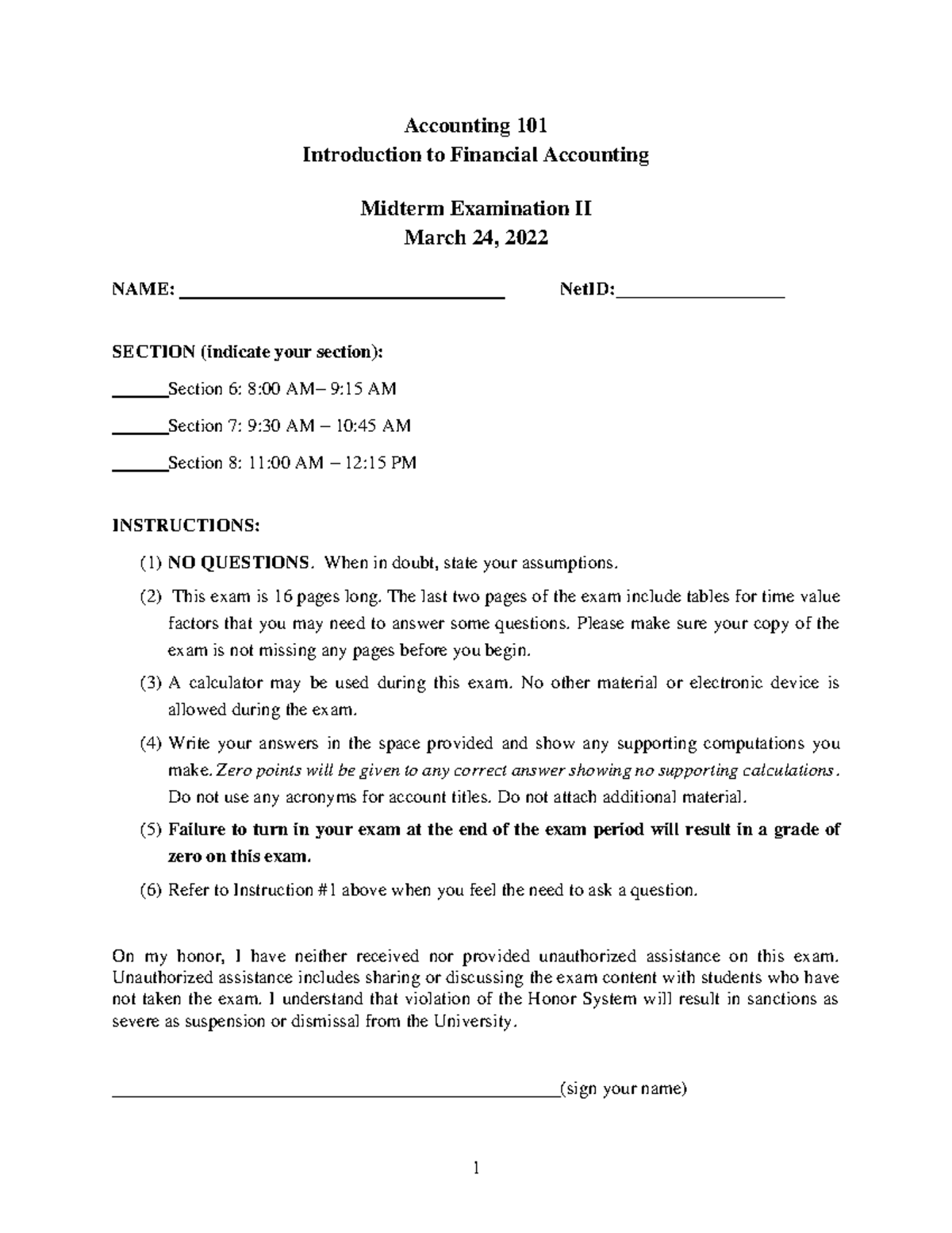 2022 Exam 2 - Prof. was Xiaoli Tian - Accounting 101 Introduction to ...