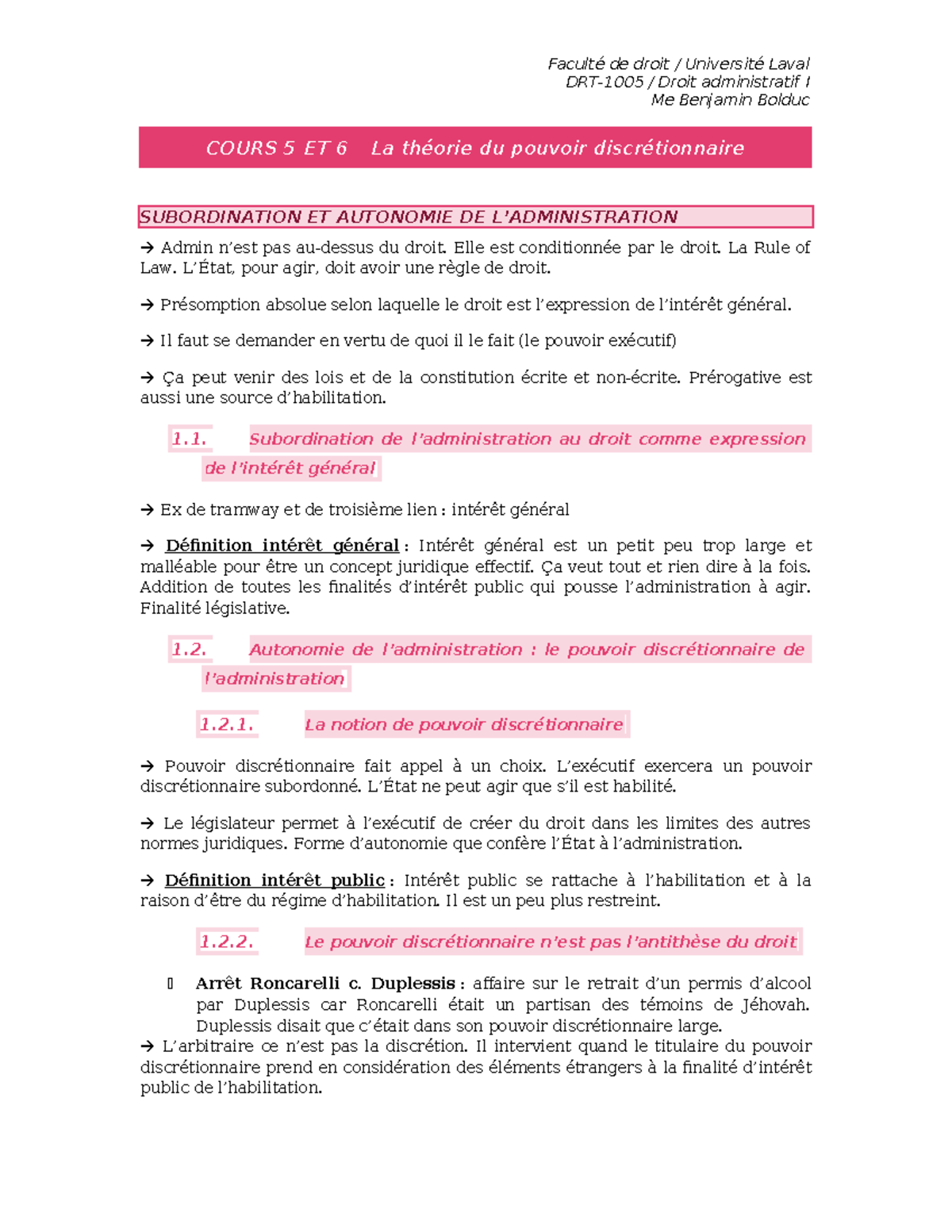 Plan De L Expos Cours Et Drt Droit Administratif I Me Benjamin Bolduc Cours Et