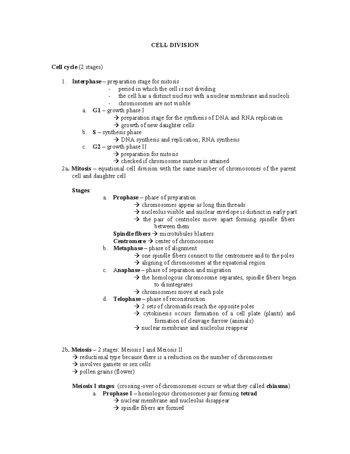BIO-7 - DIVISION OF THE CELL - CELL DIVISION Cell cycle (2 stages) 1 ...
