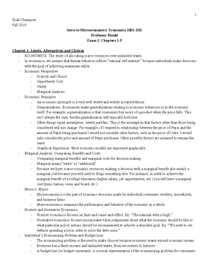 Chapter 1 Micro - Lecture notes 1 - MICRO CHAPTER 1 Economics: which is ...